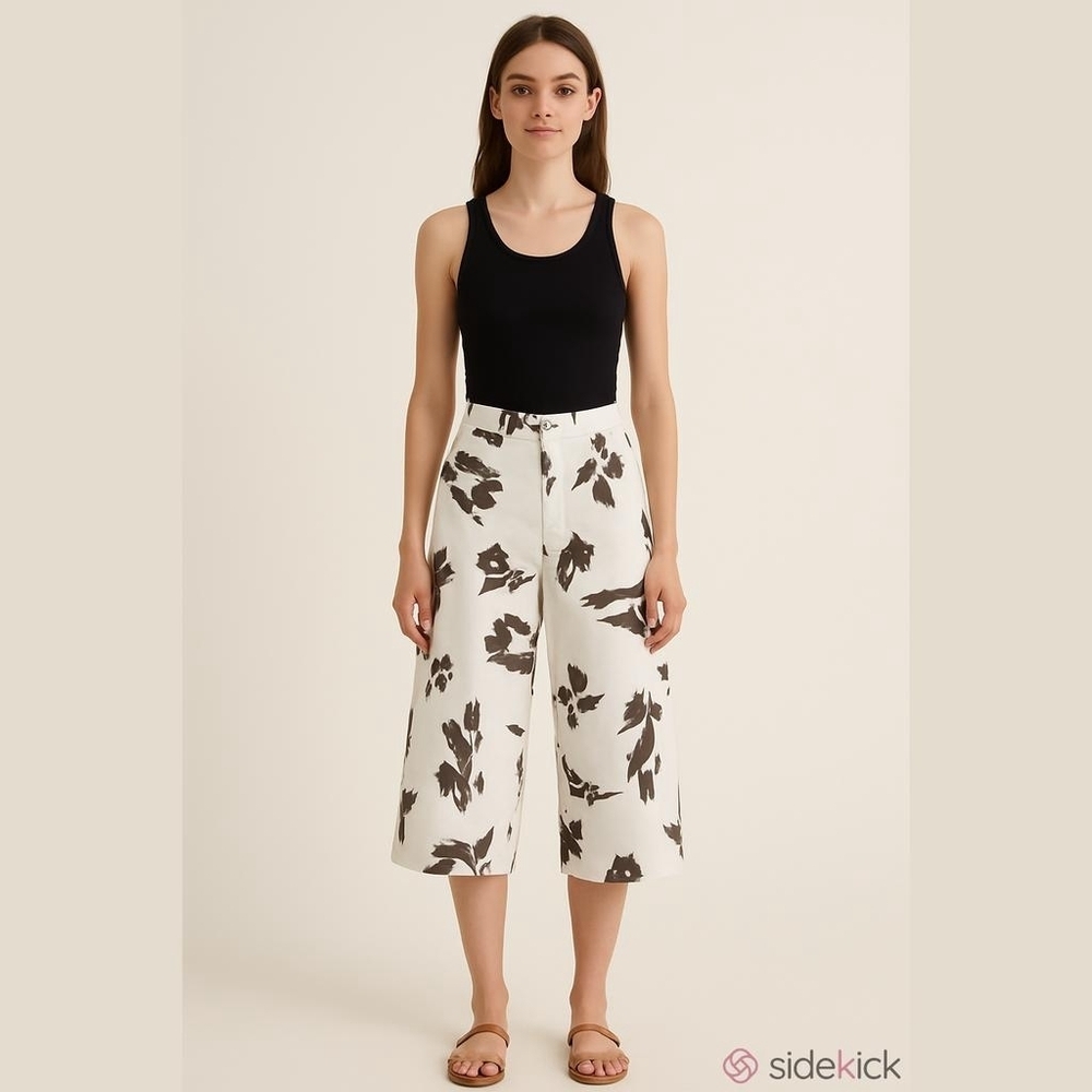 NWOT Proportion Body Dressing Luxury Print Floral Wide Leg Capris Floral Sz2